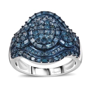 Blue Diamond 1.00 ctw Eclipse Majesty Ring in Rhodium Over Sterling Silver (Size 7.0)