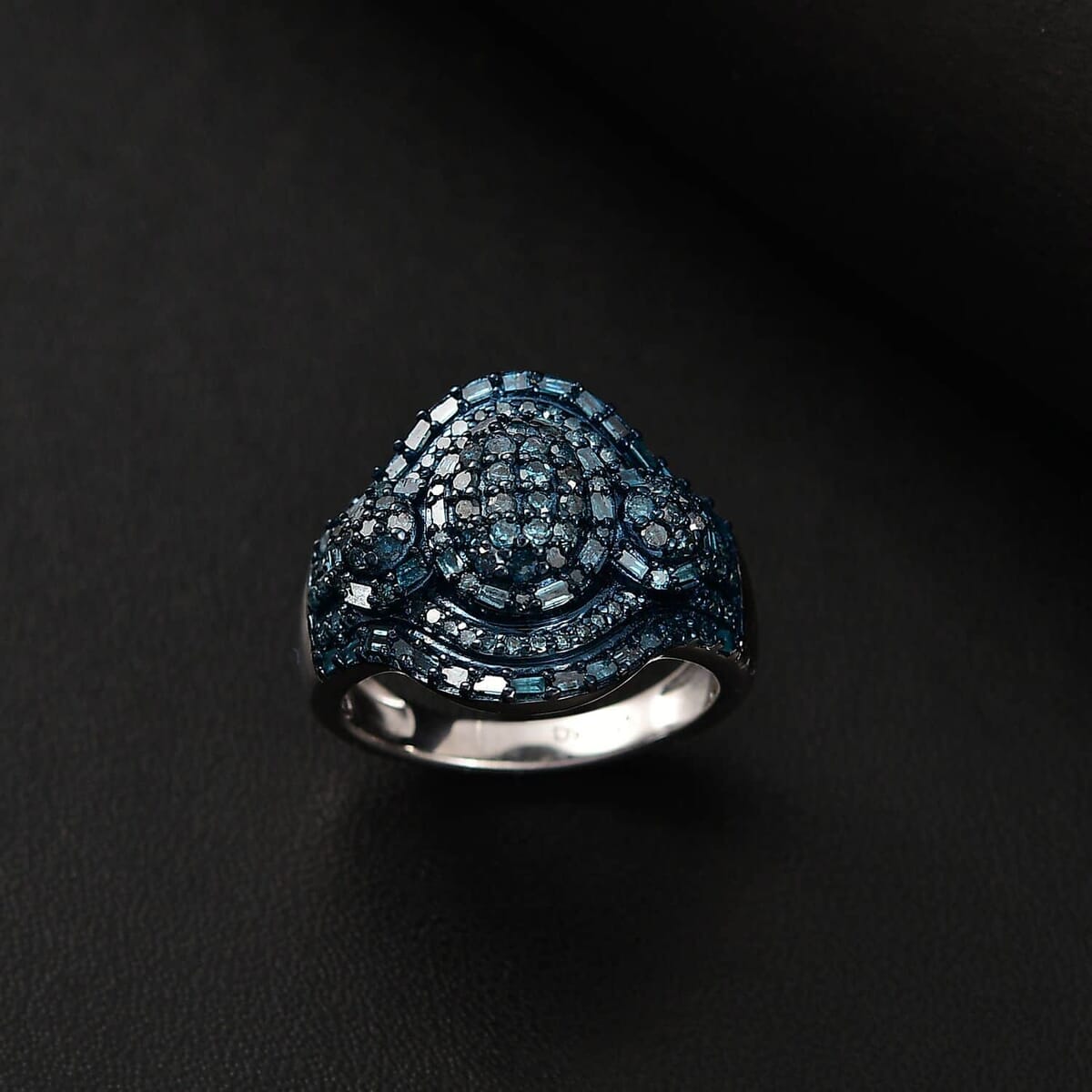 Blue Diamond 1.00 ctw Eclipse Majesty Ring in Rhodium Over Sterling Silver (Size 7.0) image number 1