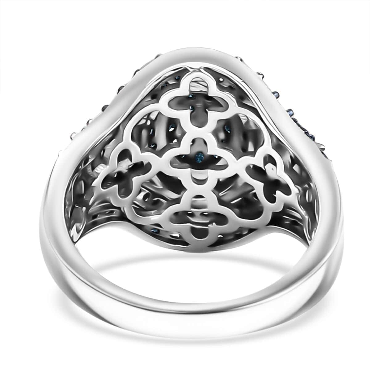 Blue Diamond 1.00 ctw Eclipse Majesty Ring in Rhodium Over Sterling Silver (Size 7.0) image number 4