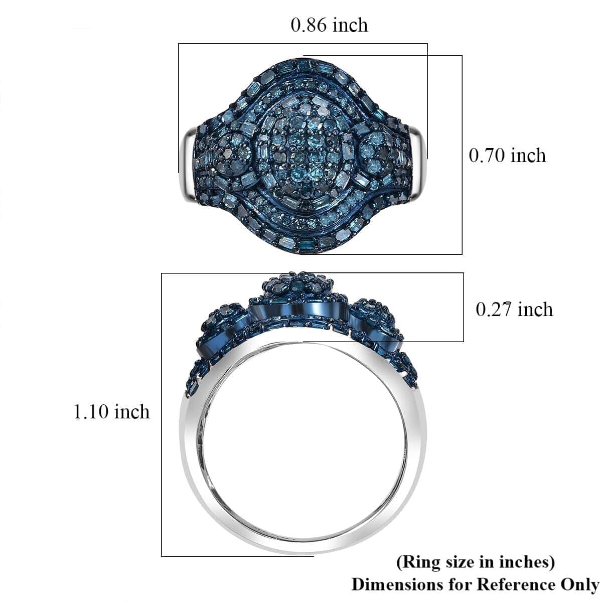 Blue Diamond 1.00 ctw Eclipse Majesty Ring in Rhodium Over Sterling Silver (Size 7.0) image number 5