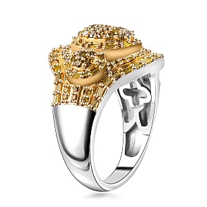Yellow Diamond 1.00 ctw Eclipse Majesty Ring in Rhodium Over Sterling Silver (Size 10.0)