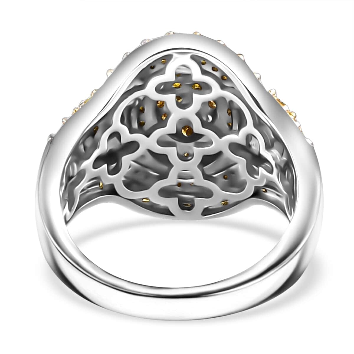 Yellow Diamond 1.00 ctw Eclipse Majesty Ring in Rhodium Over Sterling Silver (Size 7.0) image number 4