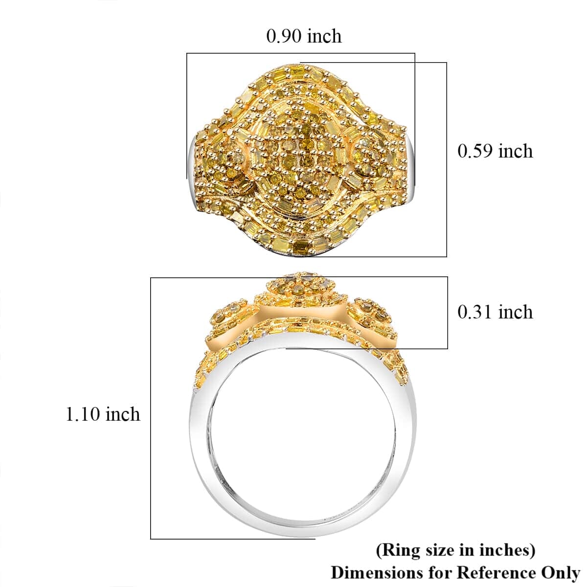 Yellow Diamond 1.00 ctw Eclipse Majesty Ring in Rhodium Over Sterling Silver (Size 7.0) image number 5