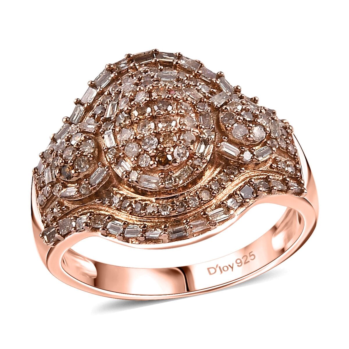 D'Joy Natural Champagne Diamond 1.00 ctw Eclipse Majesty Ring in 18K Vermeil Rose Gold Over Sterling Silver (Size 8.0) image number 0