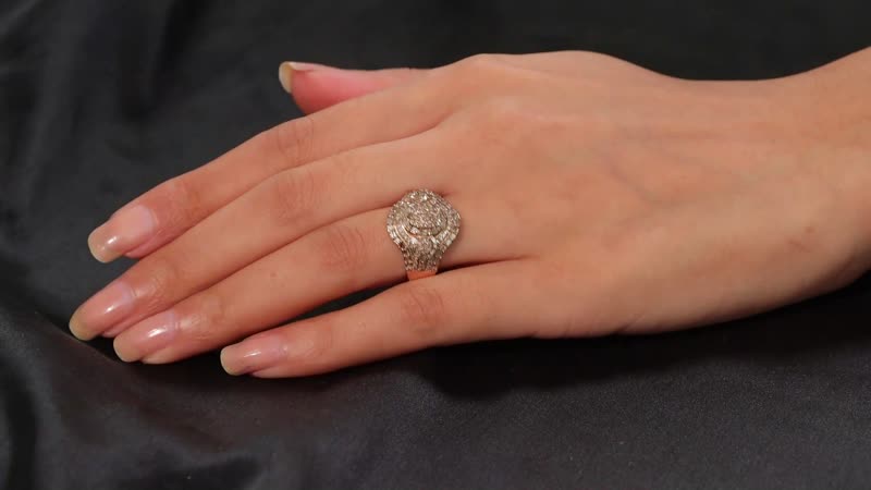 Diamond Radiant Ring in  Sterling Silver