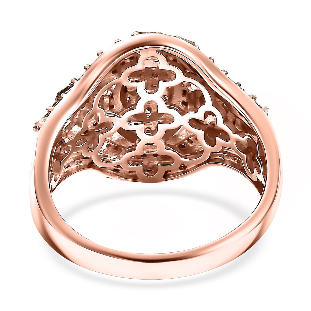 D'Joy Natural Champagne Diamond 1.00 ctw Eclipse Majesty Ring in 18K Vermeil Rose Gold Over Sterling Silver (Size 8.0)