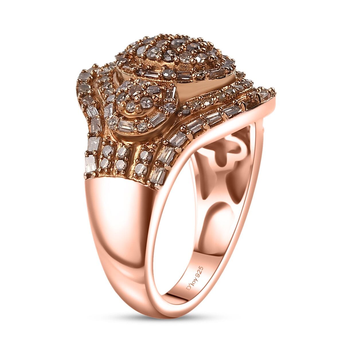 D'Joy Natural Champagne Diamond 1.00 ctw Eclipse Majesty Ring in 18K Vermeil Rose Gold Over Sterling Silver (Size 9.0) image number 3