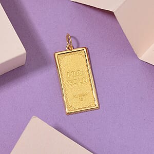 Doorbuster 24K Yellow Gold Ingot 21x10.67x0.8MM Pendant without Chain Bar (1g) in 14K Gold Frame (0.45g)