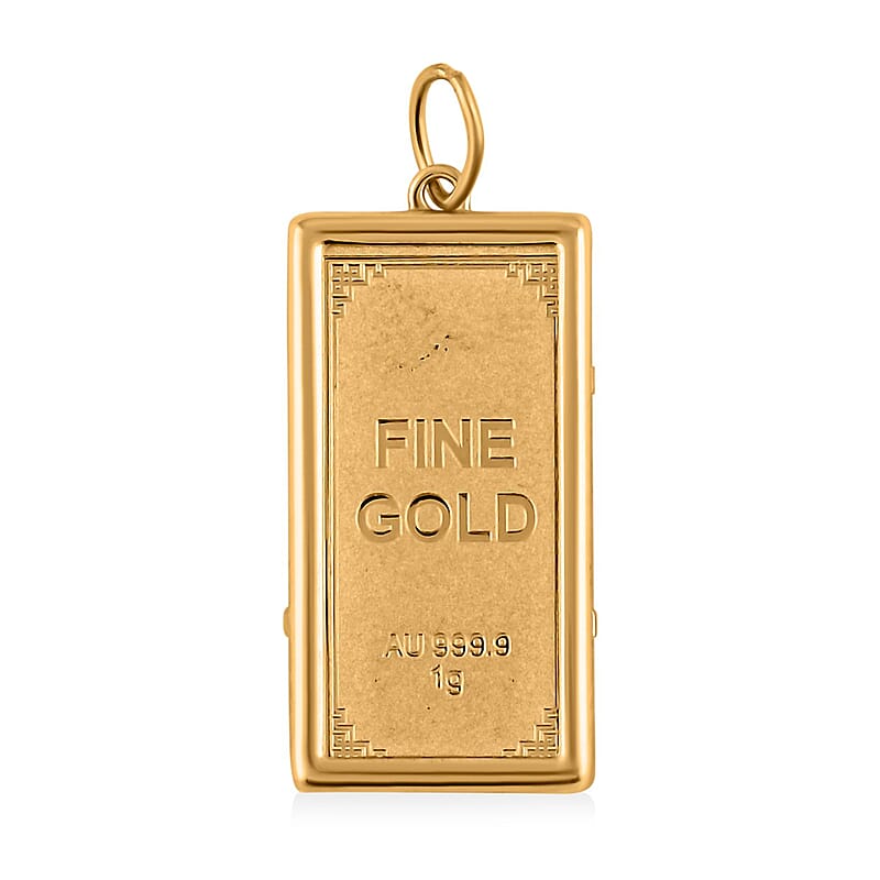 24K Yellow Gold 21.5x11.4x0.9MM Bar with 10K Gold Frame 1.40 Grams