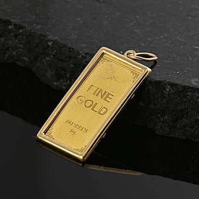 24K Yellow Gold 21.5x11.4x0.9MM Bar with 10K Gold Frame 1.40 Grams