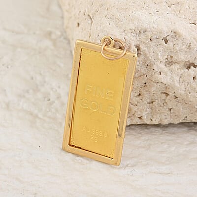 24K Yellow Gold 27.34x14.2x0.76MM Bar with 10K Gold Frame 2.65 Grams