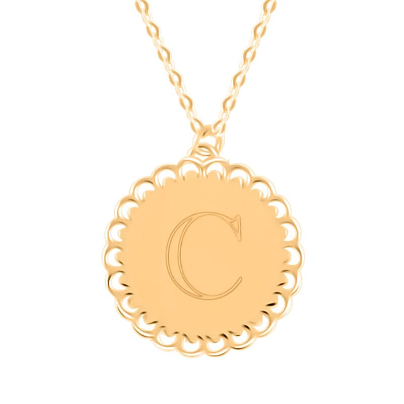 Italian Initials C Necklace in 10K Yellow Gold 1.50 Grams 18-20 Inches