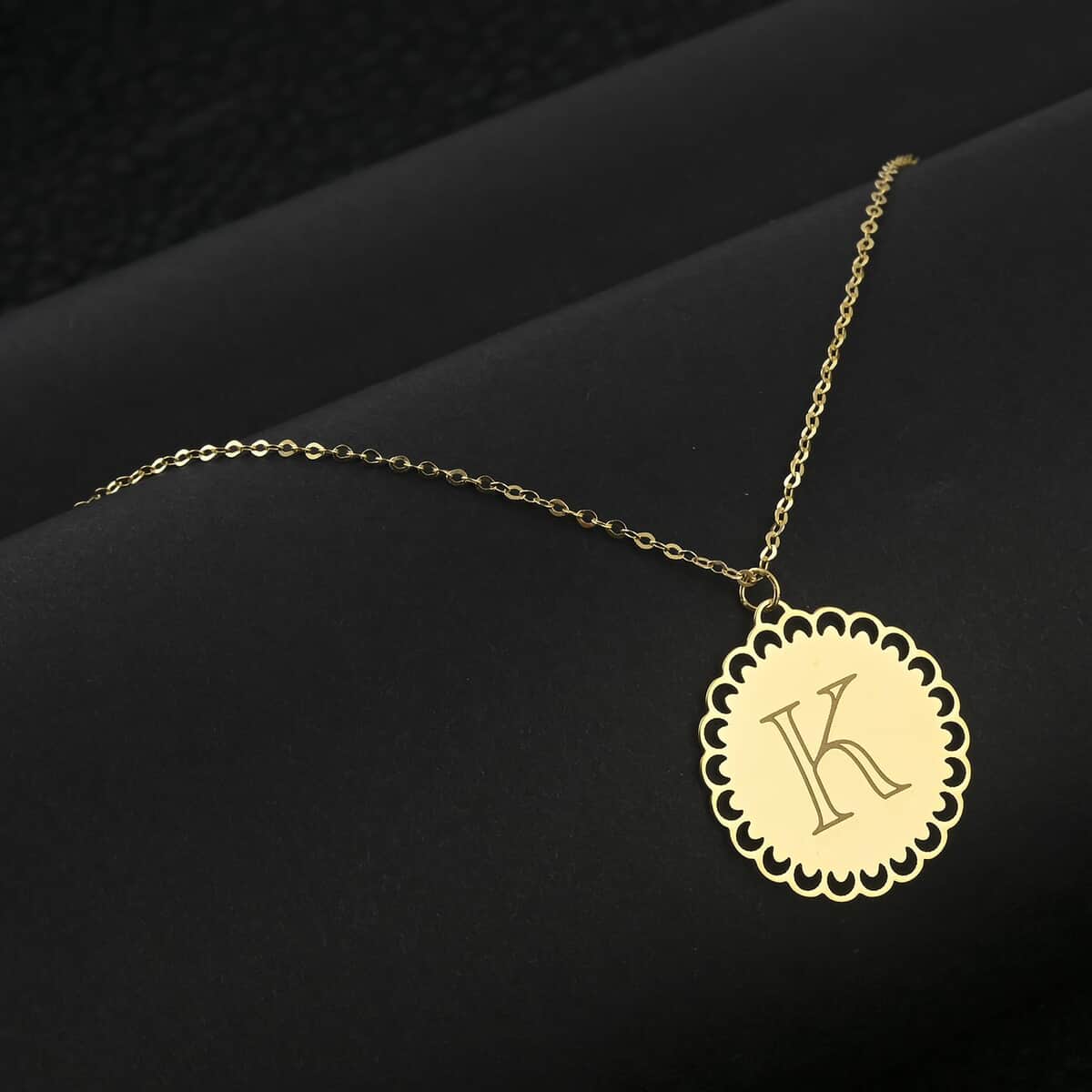 Italian Initials K Necklace in 10K Yellow Gold 1.50 Grams 18-20 Inches image number 1