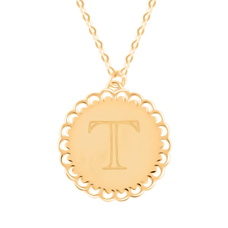 Italian Initials T Necklace in 10K Yellow Gold 1.50 Grams 18-20 Inches