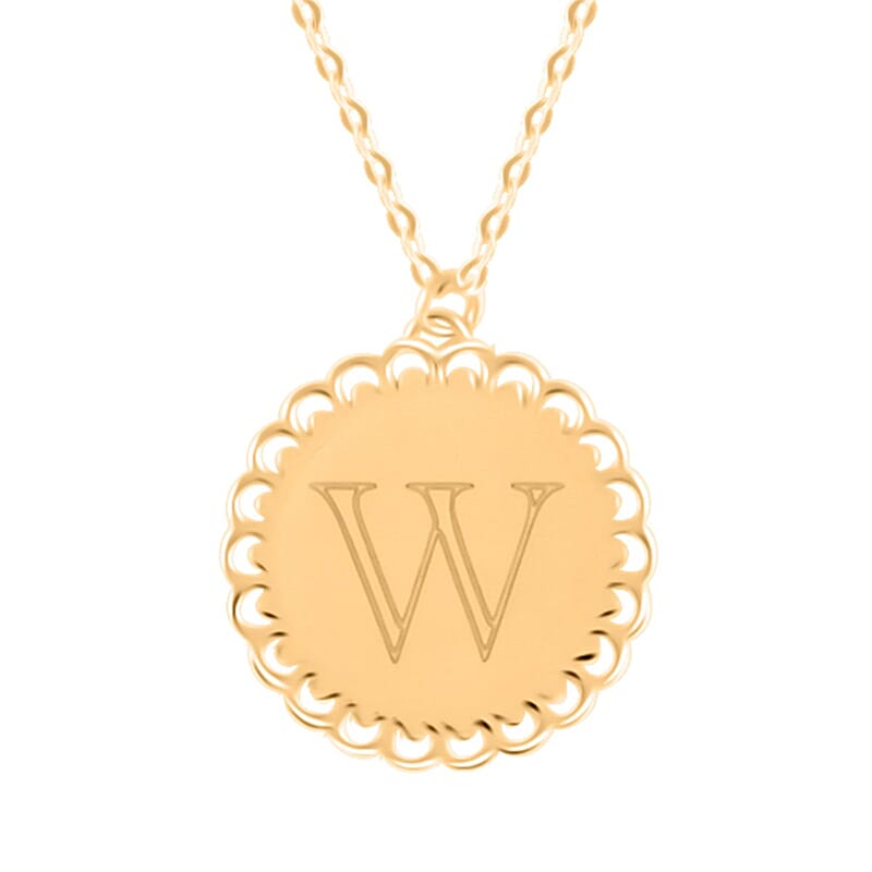 Italian Initials W Necklace in 10K Yellow Gold 1.50 Grams 18-20 Inches