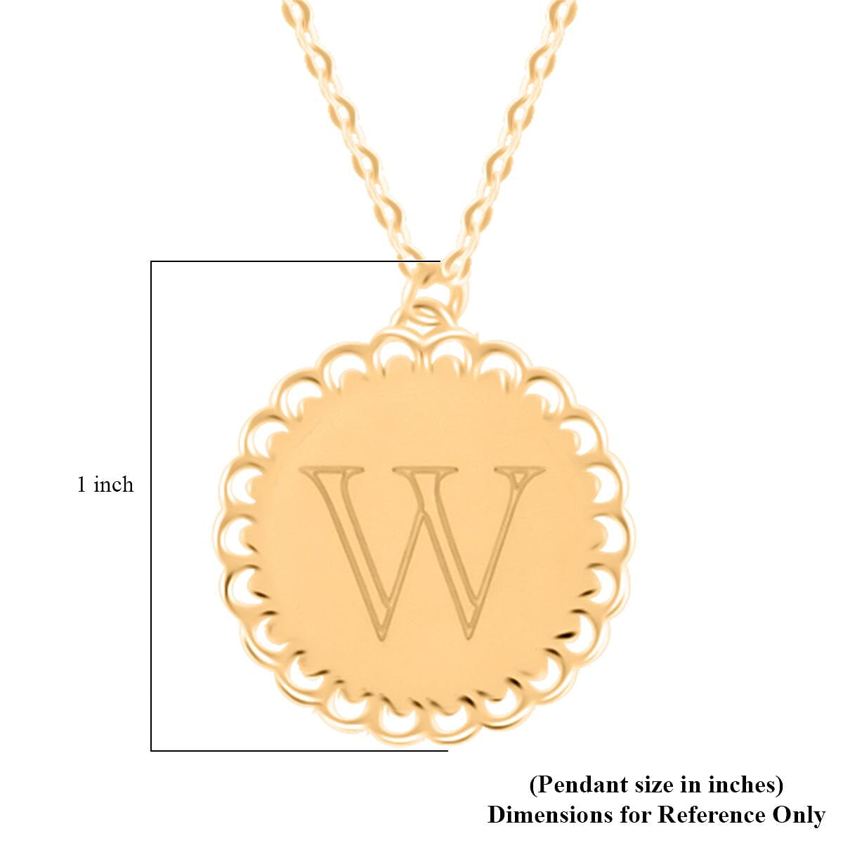 Italian Initials W Necklace in 10K Yellow Gold 1.50 Grams 18-20 Inches