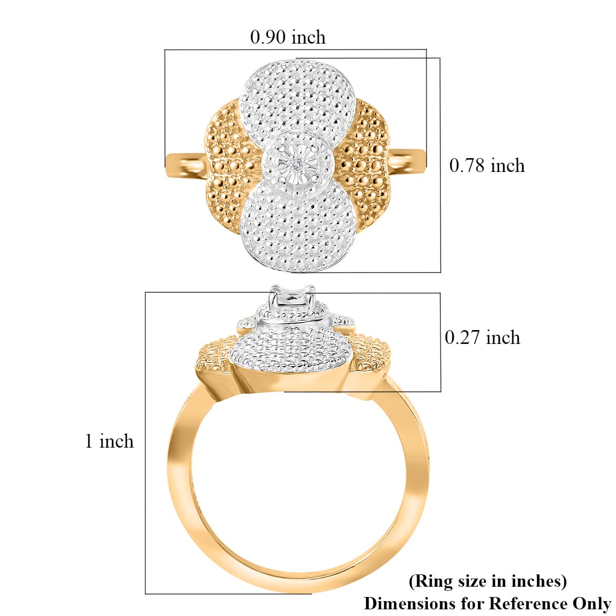 Karis Diamond Accent Floral Essence Ring in Rhodium and 18K YG Plated (Size 7.0) image number 5