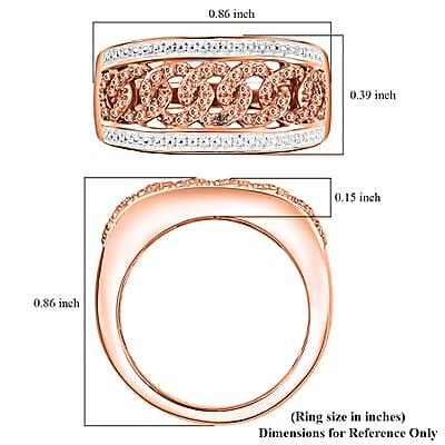 Karis Natural Champagne Diamond Accent Curb Ring in 18K RG Plated (Size 10.0)