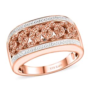 Karis Natural Champagne Diamond Accent Curb Ring in 18K RG Plated (Size 7.0)