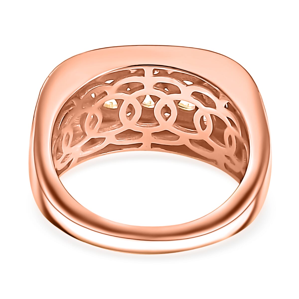 Karis Natural Champagne Diamond Accent Curb Ring in 18K RG Plated (Size 8.0) image number 4