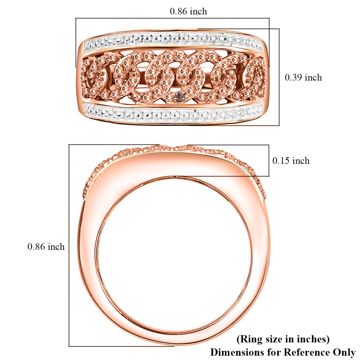 Karis Natural Champagne Diamond Accent Curb Ring in 18K RG Plated (Size 8.0) image number 5