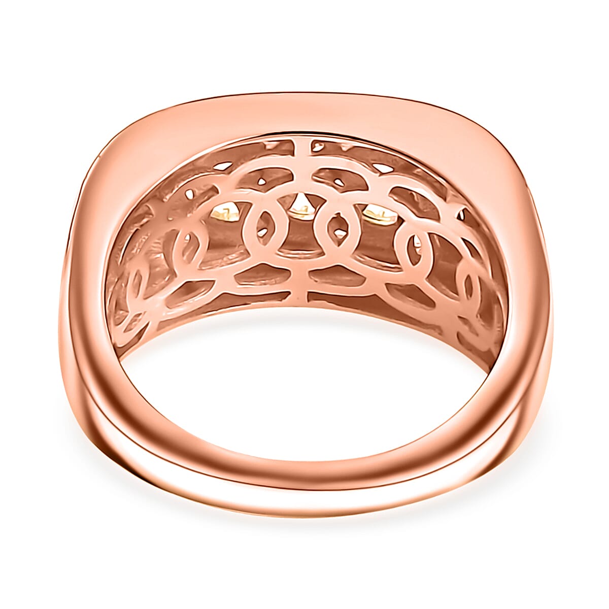 Karis Natural Champagne Diamond Accent Curb Ring in 18K RG Plated (Size 9.0) image number 4