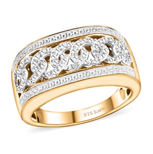 Karis White Diamond Accent Curb Ring in Platinum Bond & 18K YG Plated (Size 7.0)