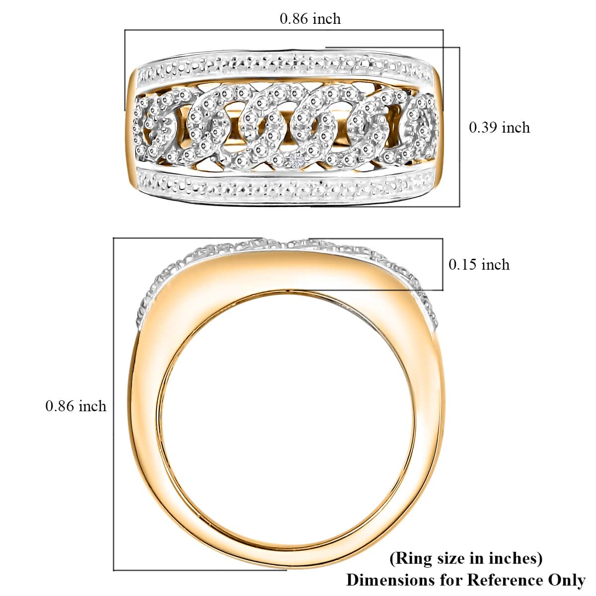 Karis White Diamond Accent Curb Ring in Platinum Bond & 18K YG Plated (Size 7.0) image number 5