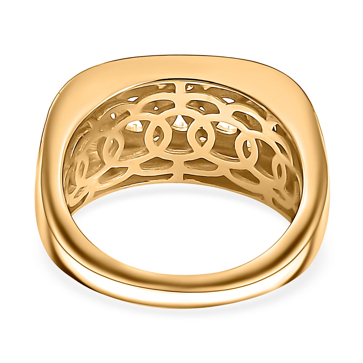 Karis White Diamond Accent Curb Ring in Platinum Bond & 18K YG Plated (Size 9.0) image number 4