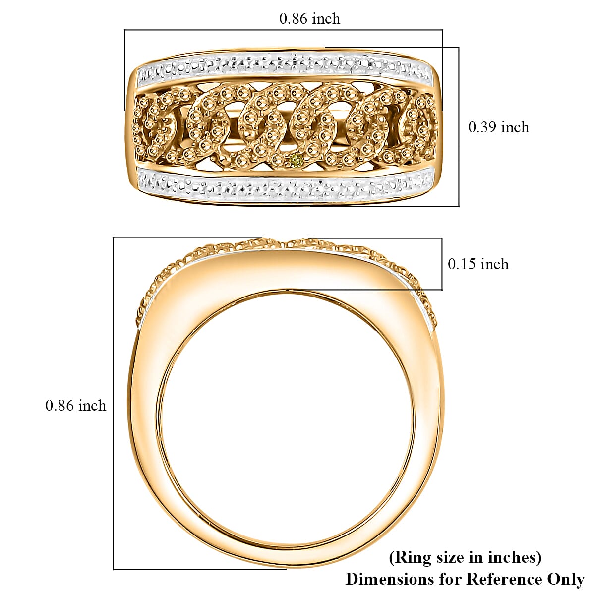 Karis Yellow Diamond Accent Curb Ring in 18K Yellow Gold Plated (Size 6.0) image number 5