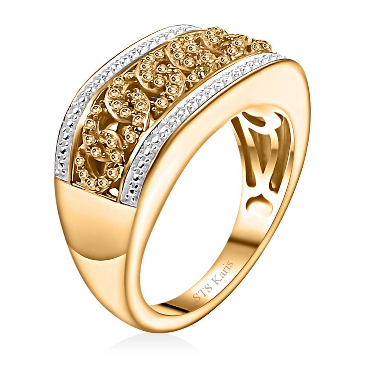 Karis Yellow Diamond Accent Curb Ring in 18K Yellow Gold Plated (Size 8.0) image number 3