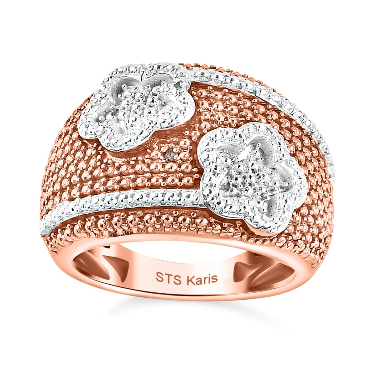 Karis Natural Champagne Diamond Accent Floral Ring in 18K RG Plated (Size 10.0) image number 0