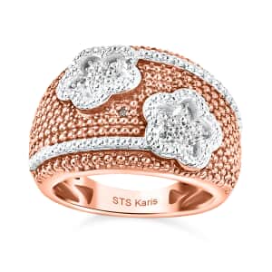 Karis Natural Champagne Diamond Accent Floral Ring in 18K Rose Gold Plated (Size 10.0)