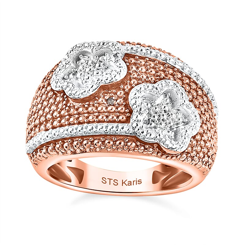Karis Natural Champagne Diamond Accent Rose Meadow Ring in 18K Rose Gold Plated (Size 10.0)