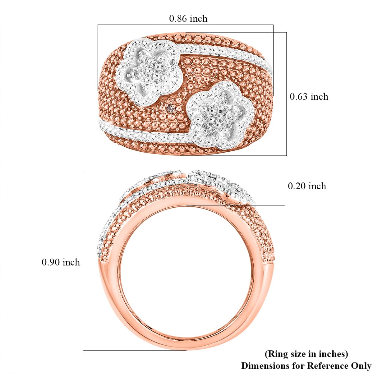 Karis Natural Champagne Diamond Accent Floral Ring in 18K RG Plated (Size 10.0) image number 5