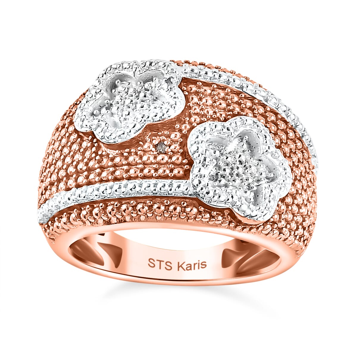 Karis Natural Champagne Diamond Accent Floral Ring in 18K Rose Gold Plated (Size 11.0) image number 0