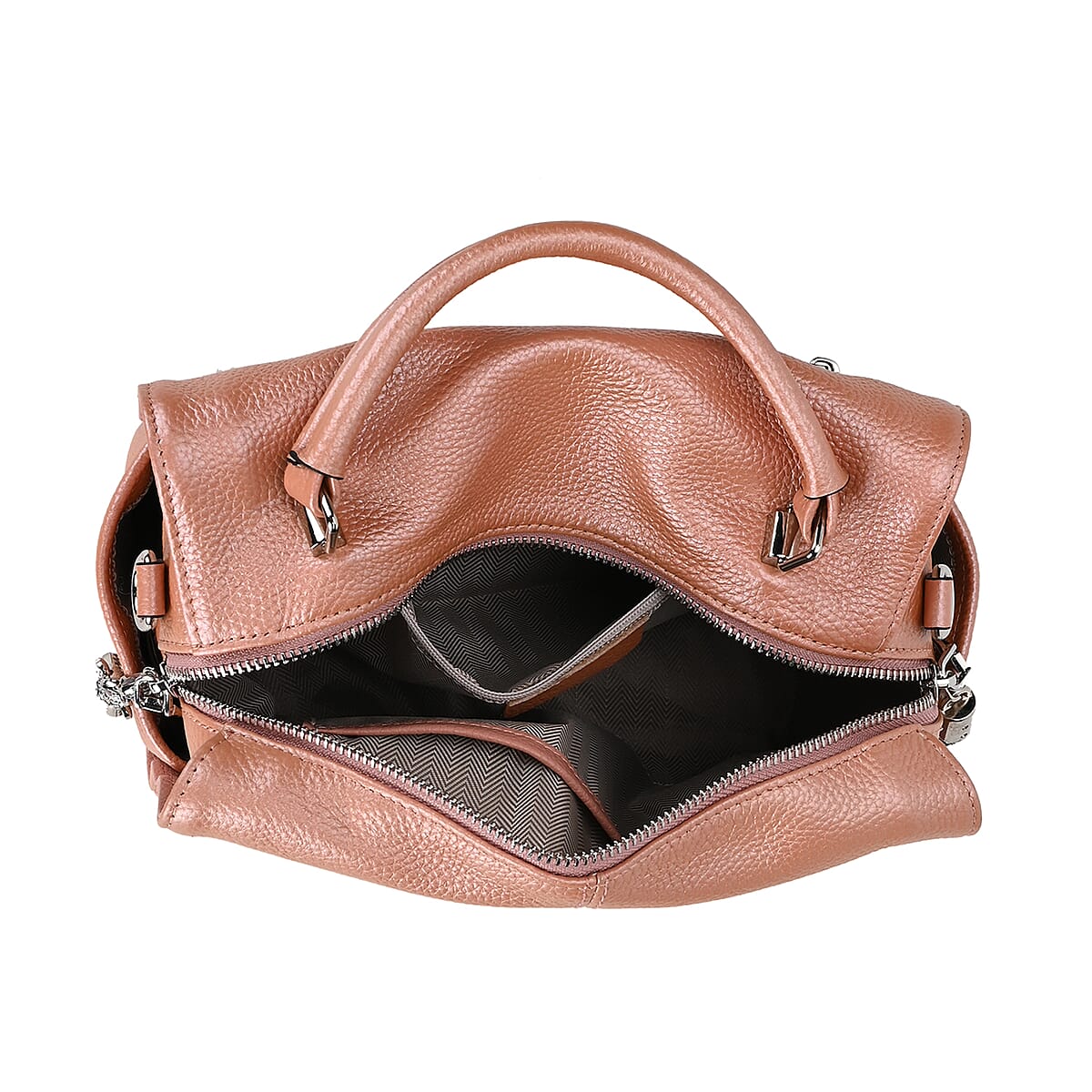 Pink Genuine Leather Crossbody Bag with Bear Charm and Tassel Handle Drop and Two Shoulder Strap image number 4