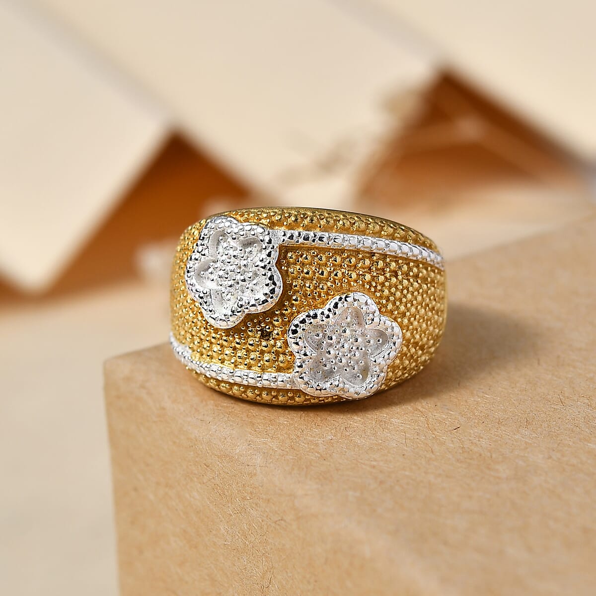 Karis Yellow Diamond (IR) Accent Ring in 18K YG Plated (Size 6.0) image number 1