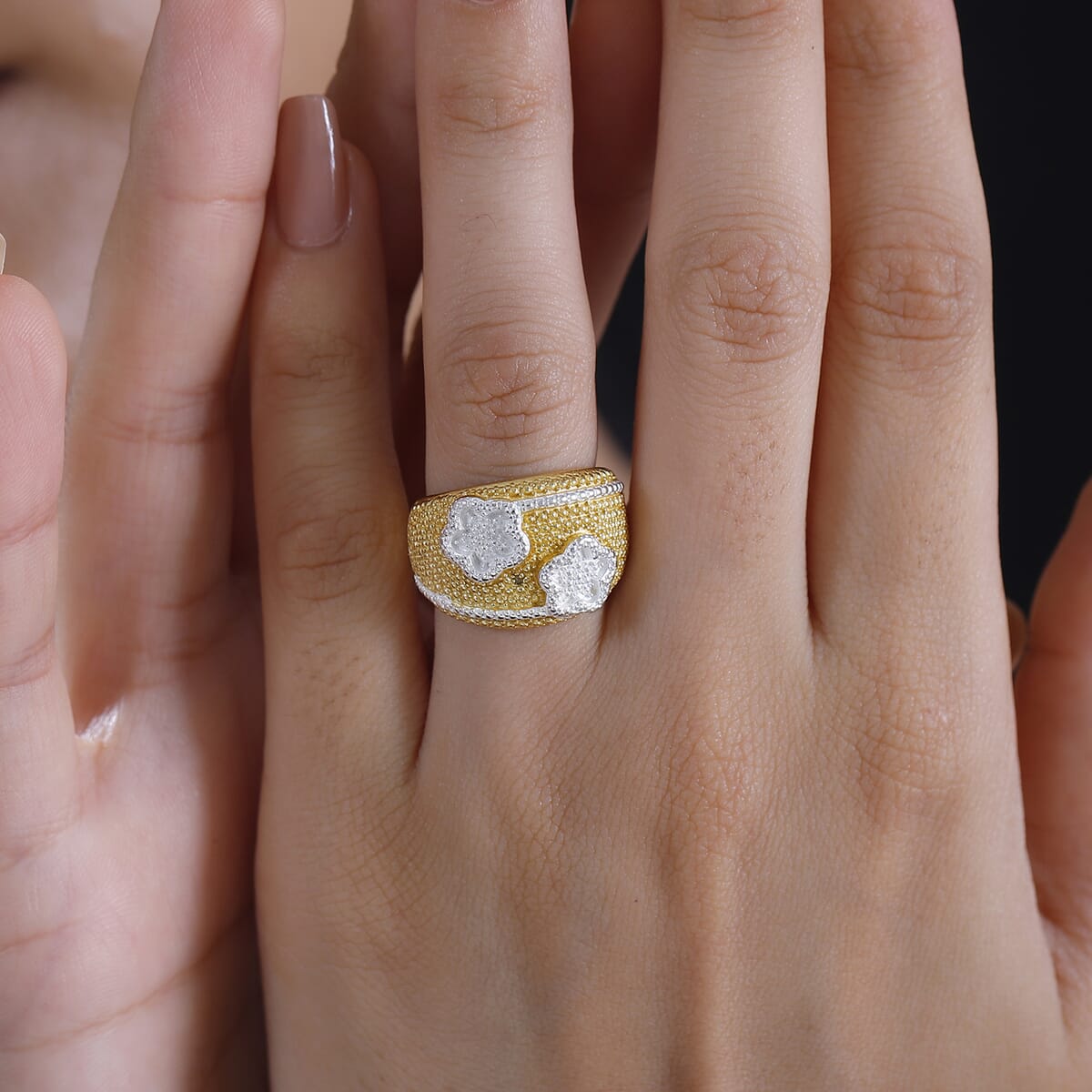 Karis Yellow Diamond (IR) Accent Ring in 18K YG Plated (Size 6.0) image number 2