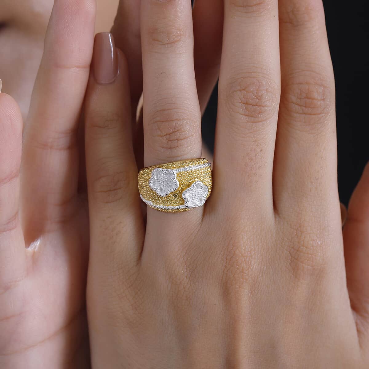 Karis Yellow Diamond (IR) Accent Ring in 18K YG Plated (Size 8.0) image number 2