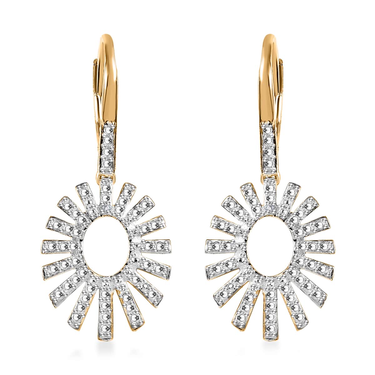 Karis White Diamond Accent Snowflake Earrings in Platinum Bond and 18K Yellow Gold Plated image number 0