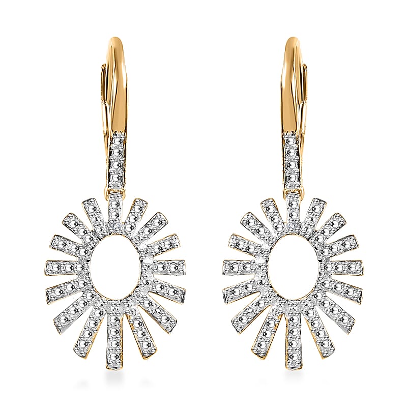 Karis White Diamond Accent Snowflake Earrings in Platinum Bond and 18K Yellow Gold Plated