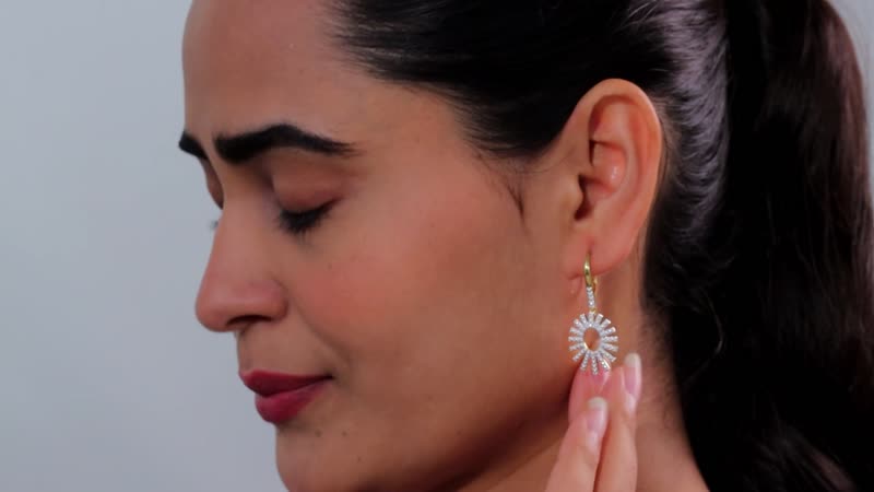 Karis White Diamond Accent Snowflake Earrings in Platinum Bond and 18K Yellow Gold Plated
