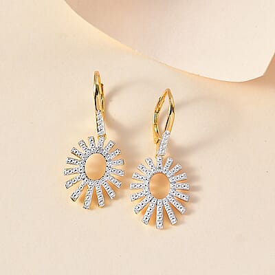 Karis White Diamond Accent Snowflake Earrings in Platinum Bond and 18K Yellow Gold Plated
