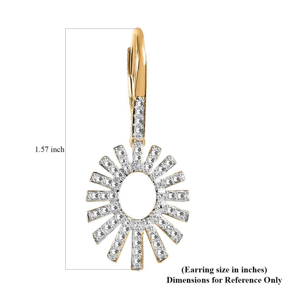 Karis White Diamond Accent Snowflake Earrings in Platinum Bond and 18K Yellow Gold Plated image number 4