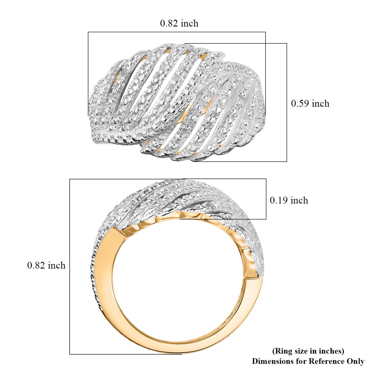 Karis Diamond Accent Bypass Feather Ring in Rhodium and 18K YG Plated (Size 10.0) image number 5