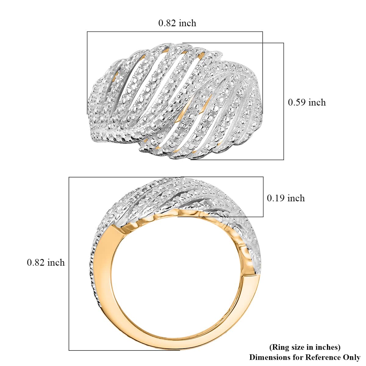 Karis Diamond Accent Bypass Feather Ring in Rhodium and 18K YG Plated (Size 8.0) image number 5