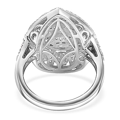 D'Joy White Diamond 1.00 ctw Victorian Era Ring in Rhodium Over Sterling Silver (Size 10.0)