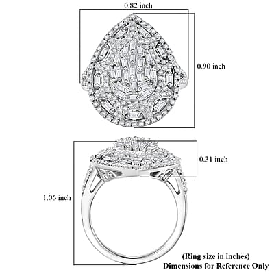 D'Joy White Diamond 1.00 ctw Victorian Era Ring in Rhodium Over Sterling Silver (Size 10.0)