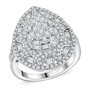 White Diamond 1.00 ctw Victorian Era Ring in Rhodium Over Sterling Silver (Size 7.0)